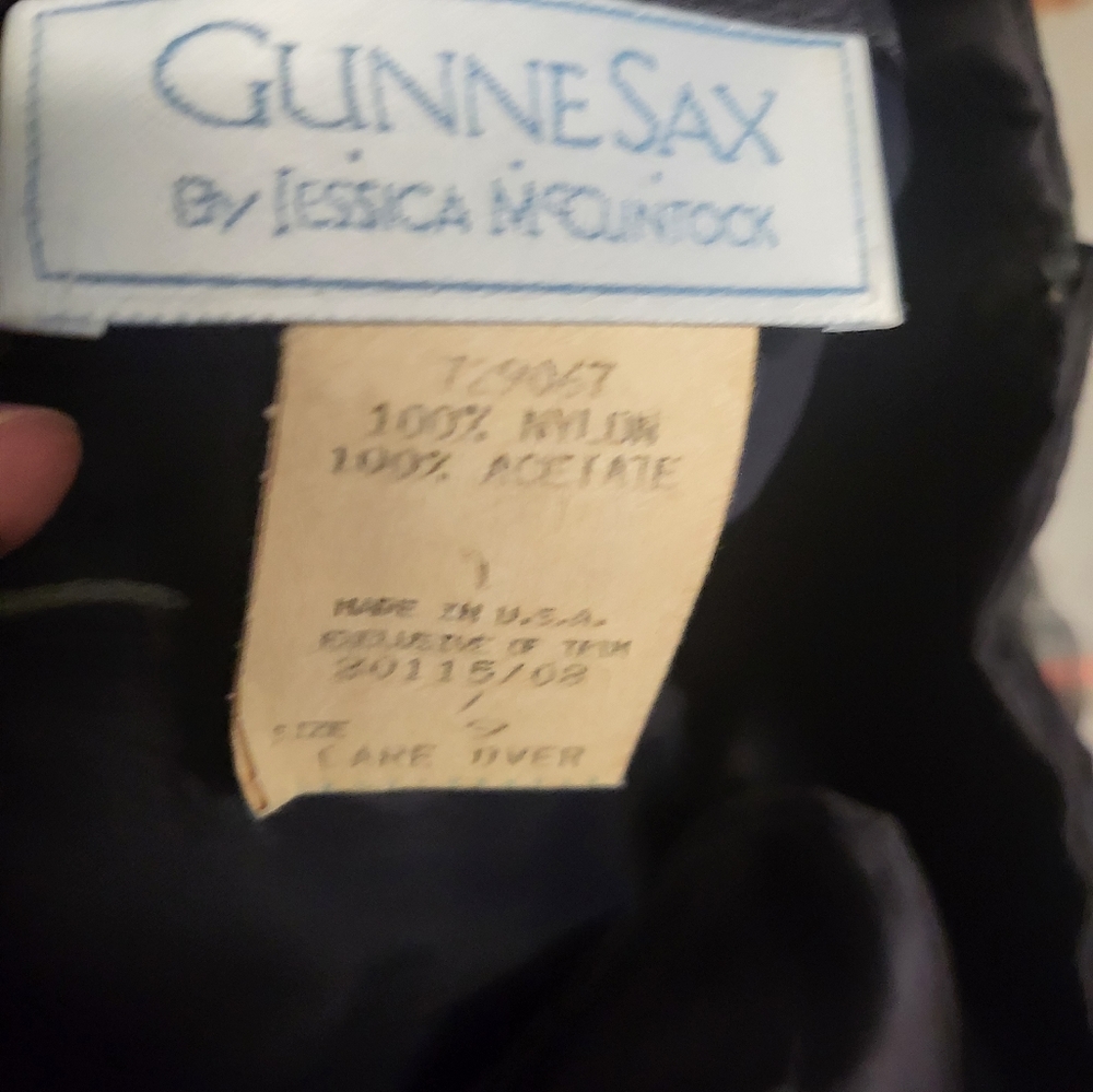 Vintage Gunne sax strapless black tulle midi prom dress green glitter polka dot